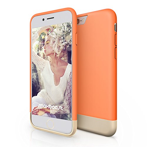 iPhone 6 Case, Maxboost Vibrance Series Protective Metallic Finished Base with Vibrant Trendy Color Slider Style Hard Case for iPhone 6 (4.7 inch) - Peaches N' Cream/Champagne Gold