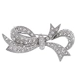 Sterling silver cz diamond bow pin brooch