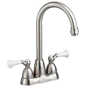 Click here to buy American Standard Collection Double-Handle Pantry Bar Sink Faucet with Brass Gooseneck Spout, Satin... by American Standard.