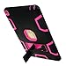 IPAD AIR 2 CASE, E LV iPad Air 2 Case Cover, Hybrid Dual Layer Armor Defender Protective Case Cover with 1 Black Stylus for iPad Air 2 -[BLACK/HOT PINK]