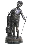 Lil Boy with Golf Bag Bronze Statue on Marble Base