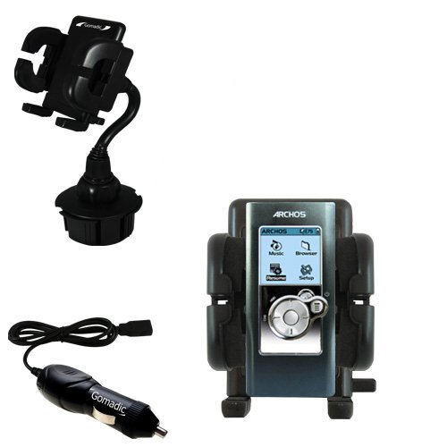 Archos Gmini XS 100 Auto Cup Holder with Car Charger - Uses Gomadic TipExchange