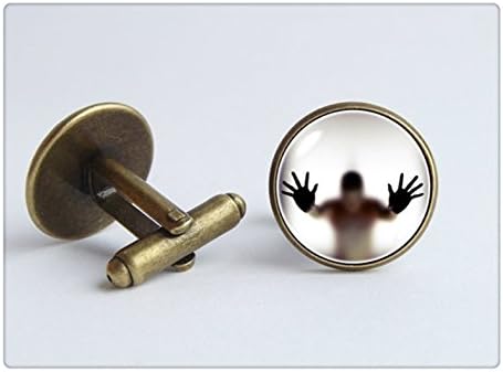 Man behind the glass cufflinks Father gift Hands cufflinks Funny gift Men jewelry Scary cufflinks Human body cufflinks