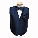 S-3-VBH - PBT- Vest, Pre-Tied Bowtie and Hanky Set - Navy