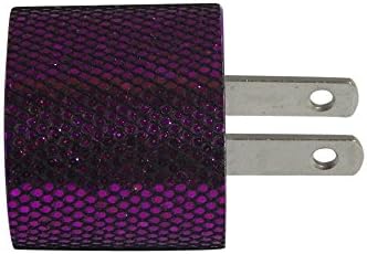 Candy Cables Android Purple Glitter Cell Phone Cable + Wall Charger Sync / Charging Set