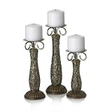 Elements 12-Inch 10-Inch and 8-Inch Resin Scroll Candlesticks, Set of 3