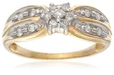9ct Yellow Gold Amr296489 Ladies 025ct Diamond Cluster Ring Size N