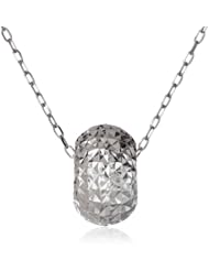 Duragold 14k White Gold Star Diamond Cut Donut Bead Pendant Necklace, 18"