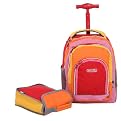 Kid's J World Sparkling Wheel Rolling Backpack with Lunch Bag - Red