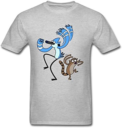 TILLASUN Men's Regular Show Mordecai Rigby T-shirt Size M Grey