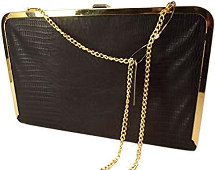 Hard Shell Clutch Purse With Gold Casing Crystale Jewellery Inc. Black