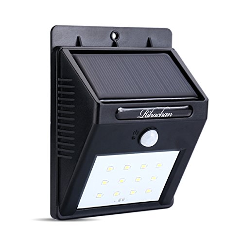 Solar powered motion sensor light 12 leds wall light for yard gar…