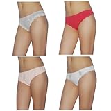 4 PACK: Womens Sexy Hipster Briefs Underwear Thong Panties / Knickers - Multicolor - Size: 2XL