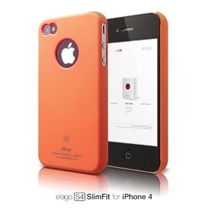 elago S4 Slim Fit Case for iPhone 4 (Soft Feeling) - SF Orange + Logo Protection Film included