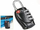 WMA 4 Dial Black TSA Combination Padlock Resettable Lock