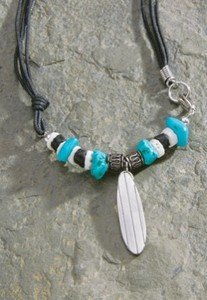 Hawaiian Necklace Pewter Surfboard Black