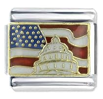 Usa Capitol On Flag Italian Charms Bracelet Link