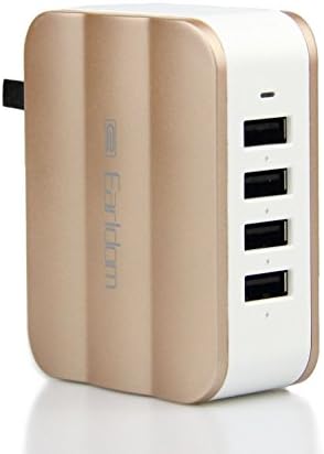 USB Wall Charger,JXCHAI Travel Multi-Port USB Wall Charger with SmartID &amp; Foldable Plug for iPhone Se 6S 6 Plus, iPad Pro / Air / Mini, Samsung Galaxy S7 S6 Edge, Note 5 4, HTC 10 and More (Gold)
