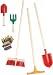 Children's Deluxe 6 Piece Toy Gardening Tools: Kid Sized Shovel, Rake, Broom, Hand Space, Hand Fork and Gloves