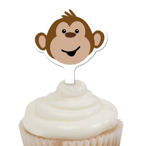 Creative Converting Monkeyin' Around Cupcake Topper Decorative Picks, 12 Per Package