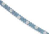 Bold and Beautiful Thick 11.75 carats total weight Round Cut London Blue Topaz & White CZ Flower Bracelet in Sterling Silver