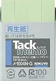 KOKUYO メ-1004N-G タックメモ付箋タイプハーフサイズ74X12.5mm100枚X4本緑