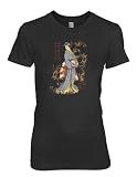 Lady Geisha Chinese Words China Japanese Culture Beautiful Flowers Girls / Juniors Size T-shirt Tee