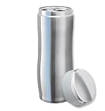 Isosteel VA-9682 Vakuum-Isolierbehälter 0,45 L aus 18/8 Edelstahl mit Kunststoff/Edelstahldeckel inkl. Ventil zum Druckausgleich