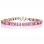 10k Yellow Gold Emerald Cut Created Pink Sapphire Bracelet, 7"
