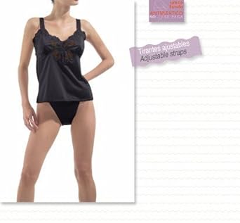 Classic Camisole Top with Lace Trime & Adjustable Straps (46, Black)