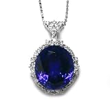 18K White Gold Tanzanite and Diamond Pendant