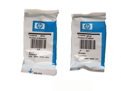 Genuine HP 61 Ink Cartridges (1 Black, 1 Color)