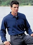 Big Mens Long Sleeve 8.2 oz Pique Knit Polo Shirt with Pocket (Big & Tall and Regular Sizes)