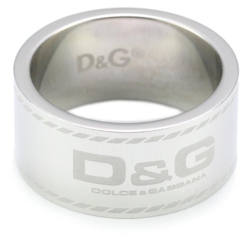 D&G Unisex Warning Stainless Steel Engraved Logo Ring Size 10.25