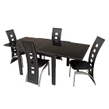 5-Piece Black Majestic Dining Table Set w/ Tuxedo Chairs