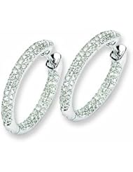 0.9 Carat 14K White Gold Diamond 20mm Hinged Hoop Earrings