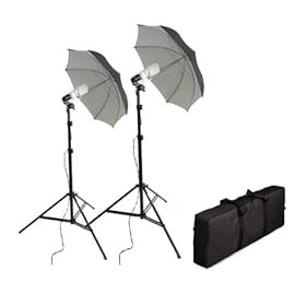 CowboyStudio 600 Watt Cool-Flo Fluorescent Photo Studio Video Lighting Kit with Reflective Umbrellas and Carrying Case
