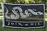 Flag: Black Join or Die (White text) Flag 3'x5' Super Poly Outside Flag / Banner