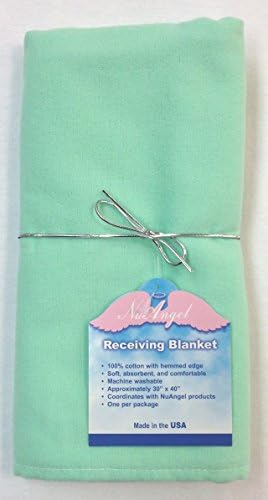 NuAngel Receiving Blanket - 100% Cotton Flannel - Mint Green