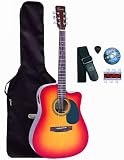 Encore Electro Acoustic Cutaway Guitar Outfit, Red