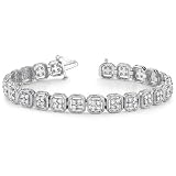 14 Karat White Gold 3.16 carats Diamond Vintage Style Tennis Bracelet H Color VS Clarity