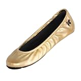 Butterfly Twists Solid Gold Folding Ballerina Slip On Flats Size Medium