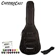ChromaCast Acoustic Guitar 6-Pocket Padded Gig Bag with Guitar Strap and Pick Sampler