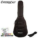 ChromaCast Acoustic Guitar 6-Pocket Padded Gig Bag with Guitar Strap and Pick Sampler