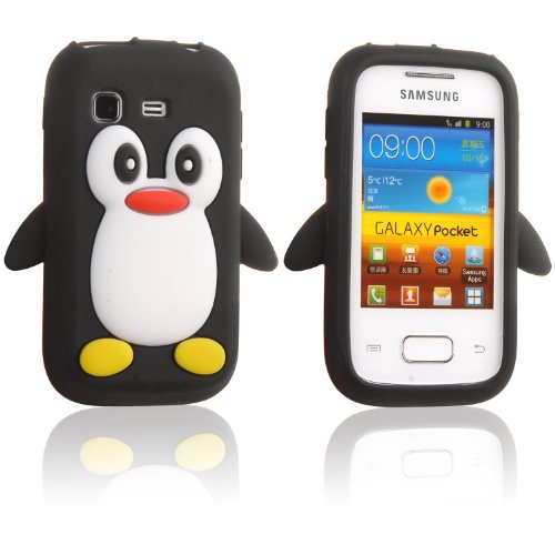 Einzige Slim Fit S Line Wave Flexible TPU Case Cover for Samsung Galaxy Pocket S5300 with different Style (Black Penguin)