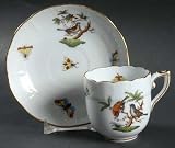 Herend Rothschild Bird (Ro) Flat Demitasse Cup & Saucer, Fine China Dinnerware
