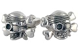 Skull Crossbones One Eyed Pirate Cufflinks, Sterling Silver, handcrafted