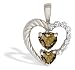 14K White Gold Genuine Heart Smoky Quartz and Diamond Pendant
