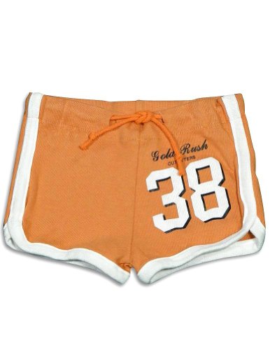 Gold Rush Outfitters - Girls Knit Gym Short, Orange, White