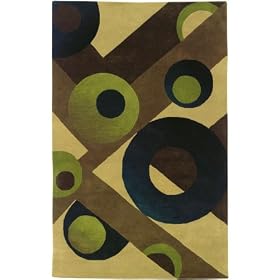 Plates Area Area Rug, 5-footx8-foot, GREEN BEIGE by Home Decorators Collection